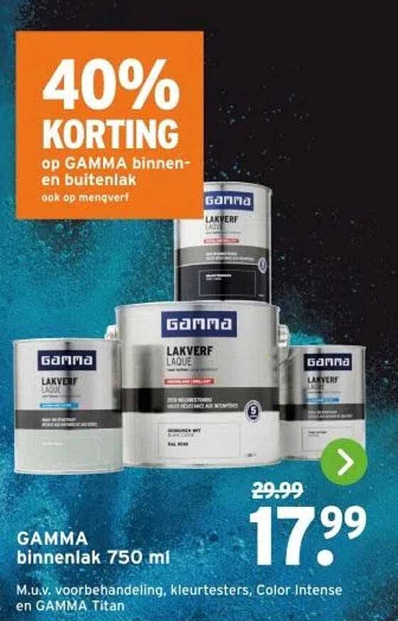 40% KORTING op GAMMA binnen- en buitenlak