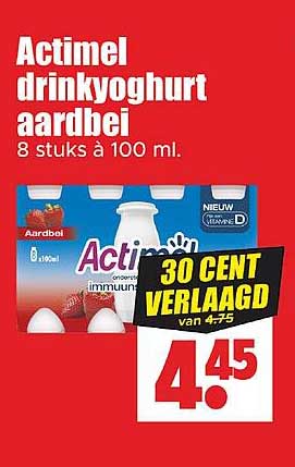 Actimel drinkyoghurt aardbei 8 stuks à 100 ml