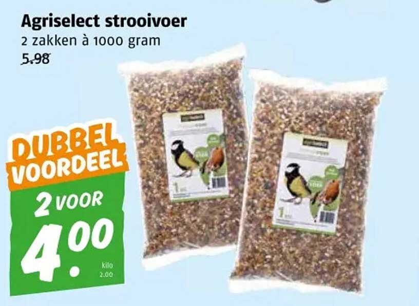 Agriselect strooivoer 2 zakken à 1000 gram
