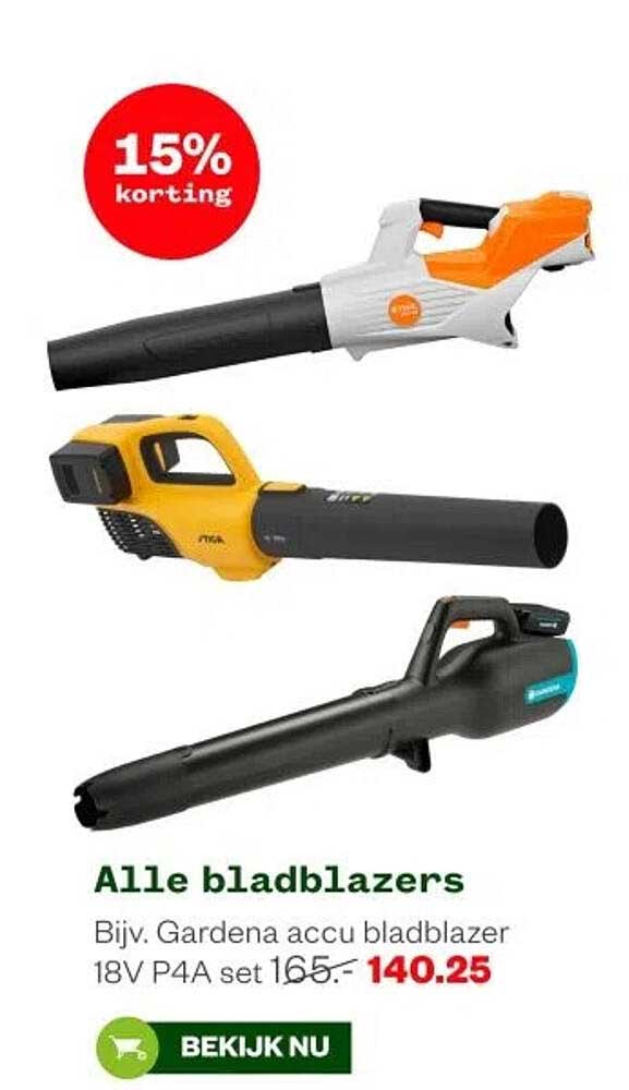 Alle bladblazers Bijv. Gardena accu bladblazer 18V P4A set