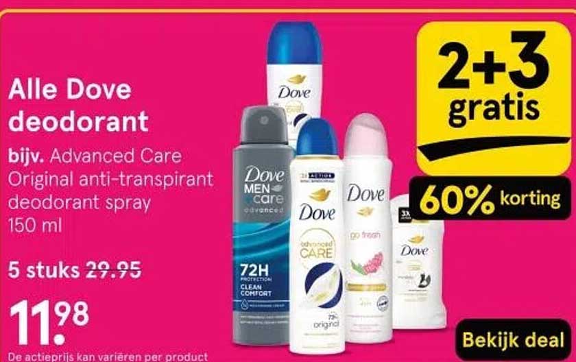 Alle Dove deodorant bijv. Advanced Care Original anti-transpirant deodorant spray 150 ml