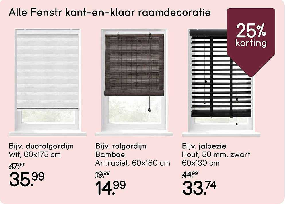Alle Fenstr kant-en-klaar raambekleding: 25% korting