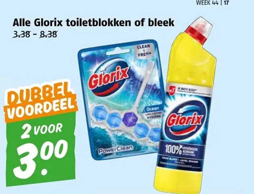 Alle Glorix toiletblokken of bleek