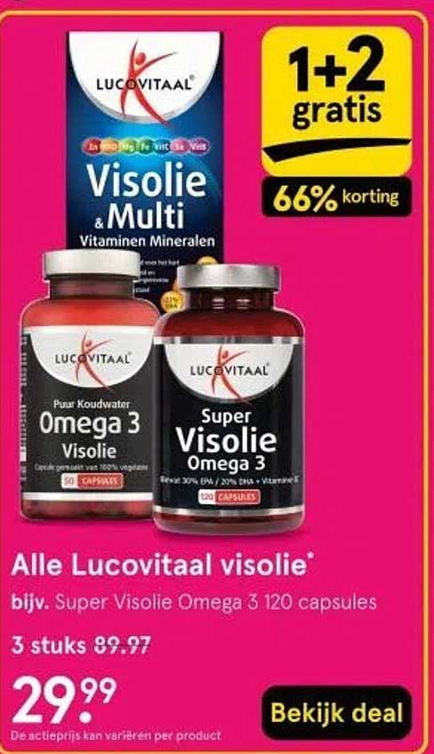 Alle Lucovitaal visolie* bijv. Super Visolie Omega 3 120 capsules