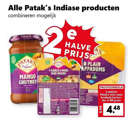 Alle Patak's Indische producten combineren mogelijk
