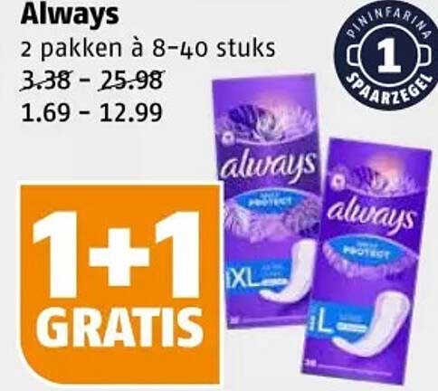 Always 2 pakken à 8-40 stuks