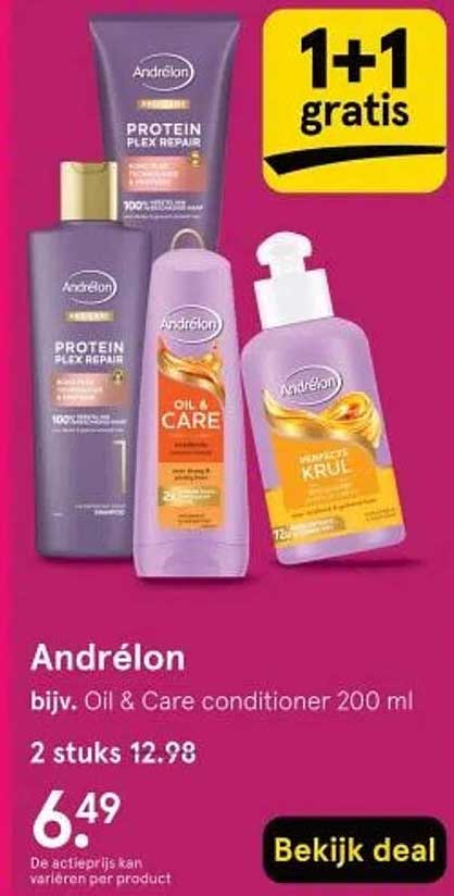 Andrélon bijv. Oil & Care conditioner 200 ml - 1+1 gratis
