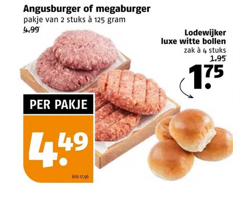 Angusburger of megaburger pakje van 2 stuks à 125 gram