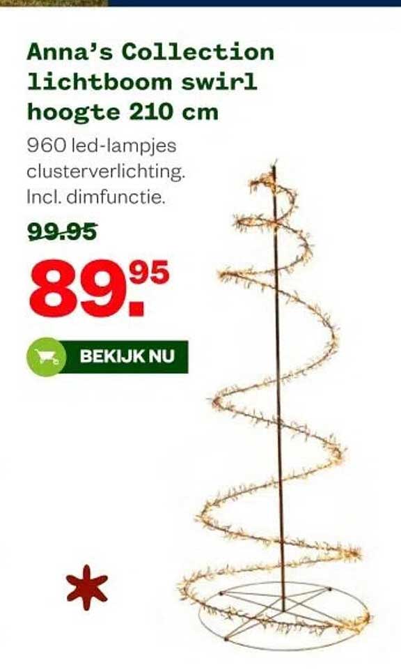 Anna’s Collection lichtboom swirl hoogte 210 cm