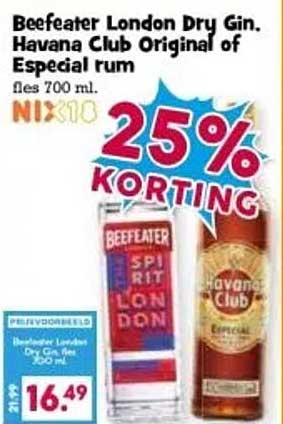 Beefeater London Dry Gin, Havana Club Original of Especial rum 700 ml