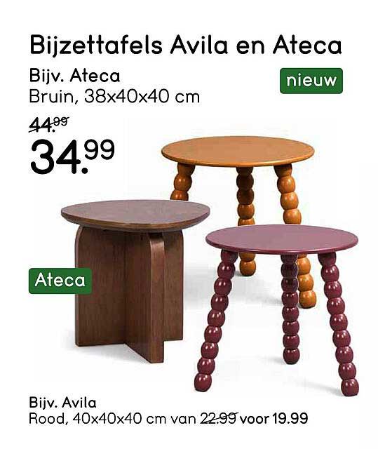 Bijzettafels Avila en Ateca