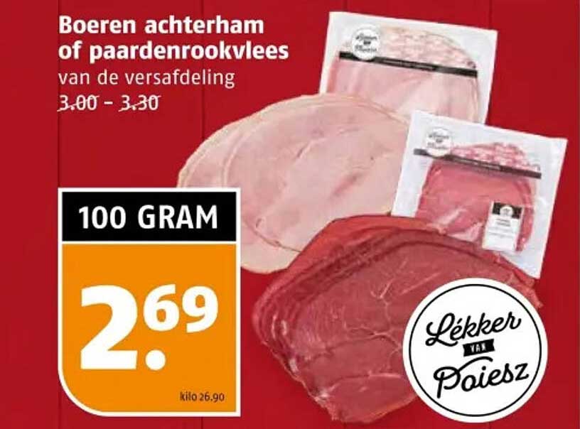 Boeren achterham of paardenrookvlees