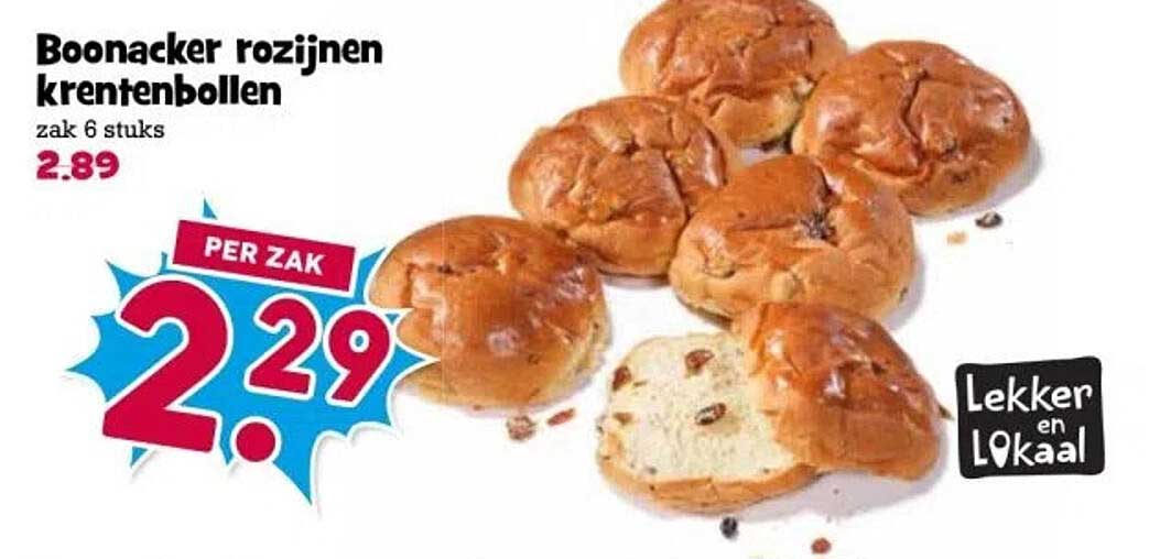 Boonacker rozijnen krentenbollen zak 6 stuks