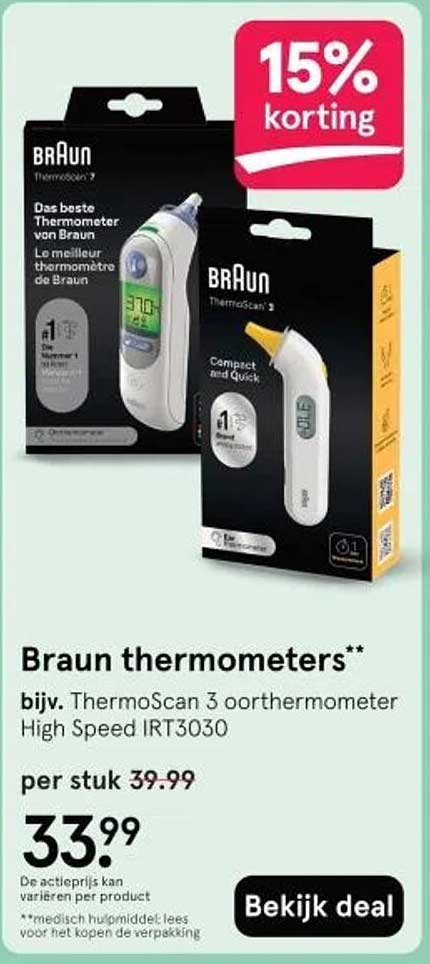 Braun thermometers** bijv. ThermoScan 3 oorthermometer High Speed IRT3030