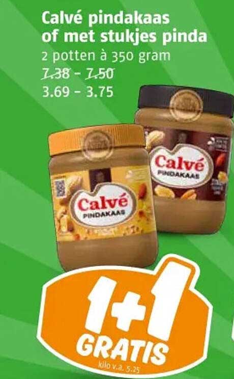 Calvé pindakaas of met stukjes pinda