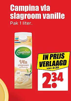 Campina vla slagroom vanille Pak 1 liter.