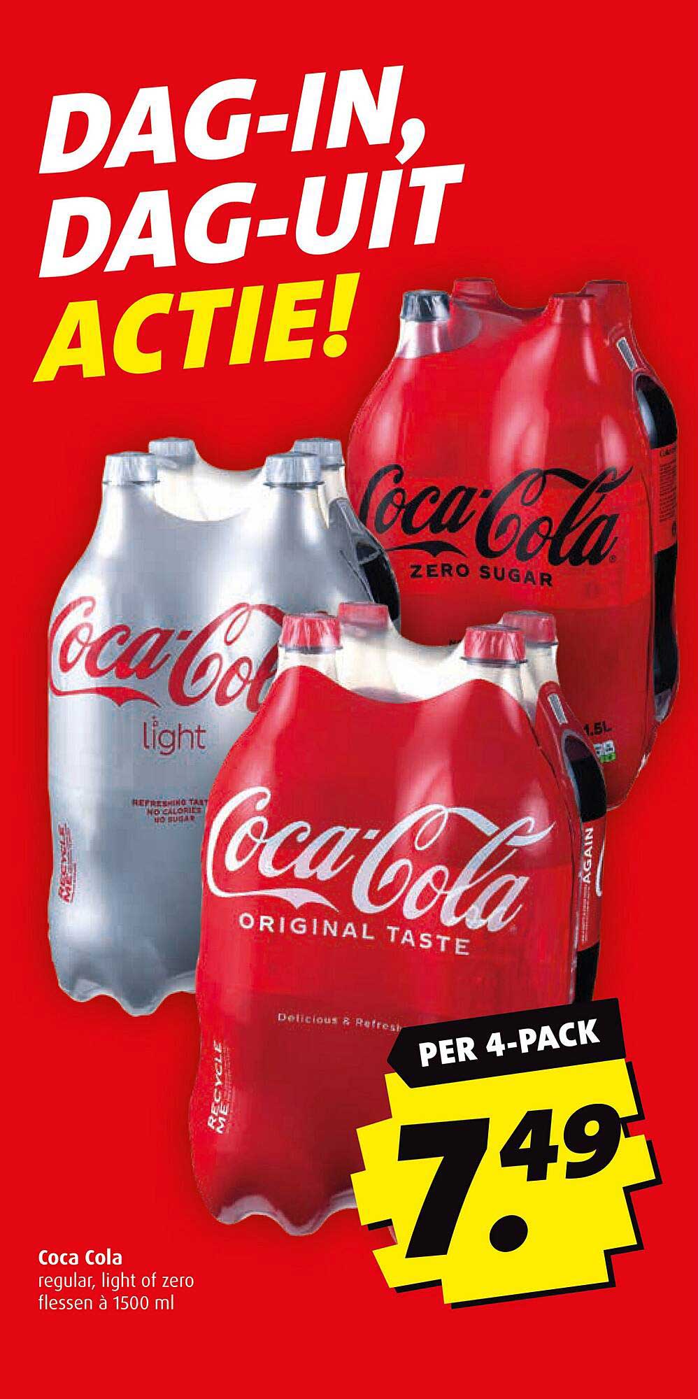 Coca Cola regular, light of zero flessen à 1500 ml