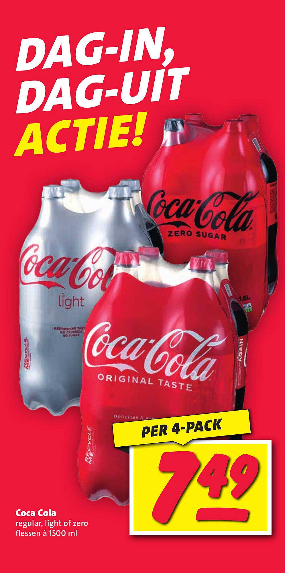 Coca Cola regular, light of zero flessen à 1500 ml