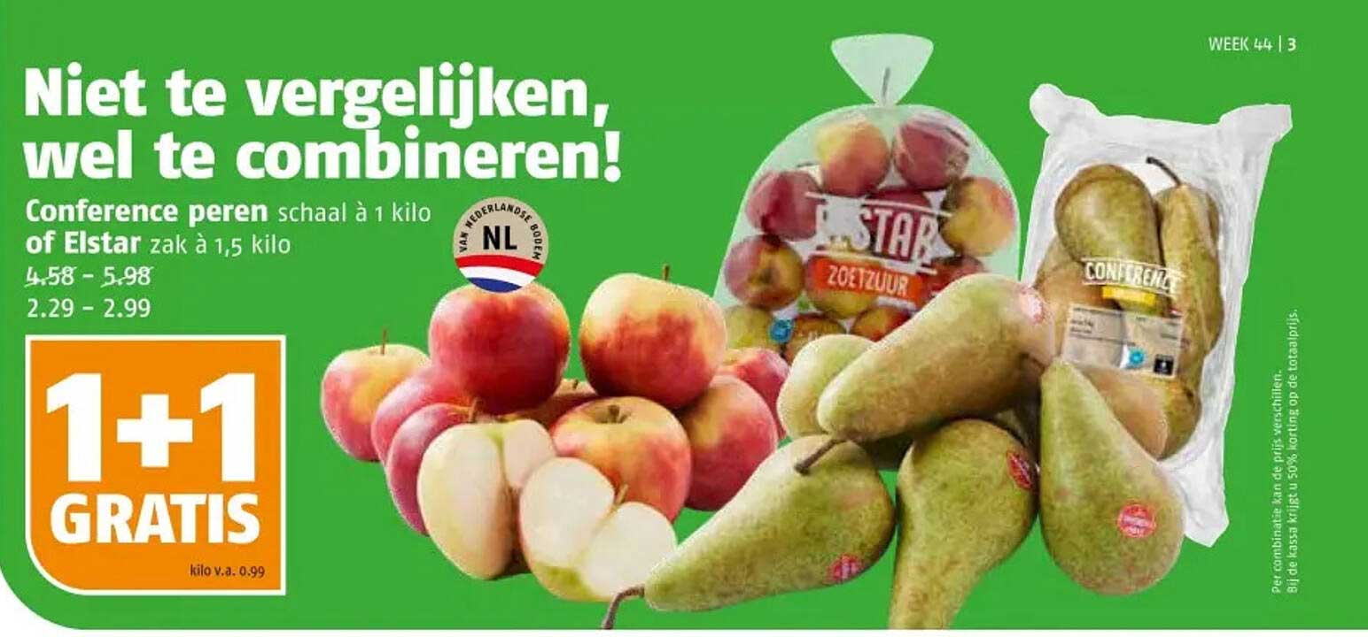 Conference peren schaal à 1 kilo of Elstar zak à 1,5 kilo