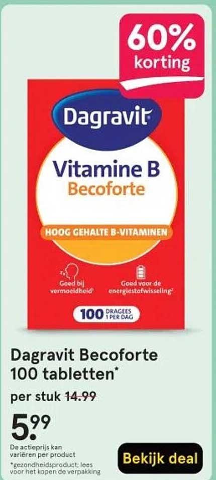 Dagravit Vitamine B Becoforte 100 tabletten*