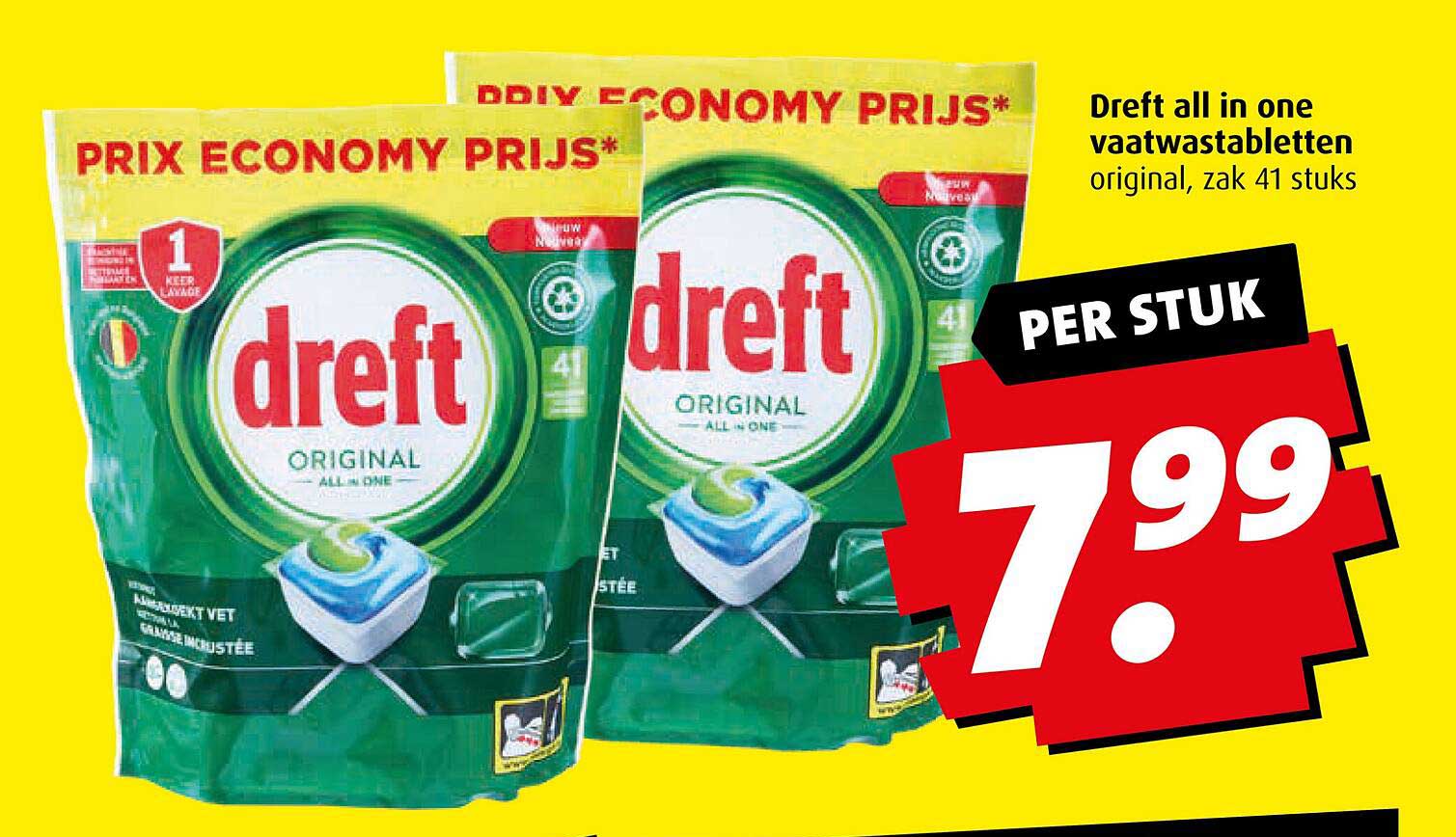 Dreft all in one vaatwastabletten original, zak 41 stuks