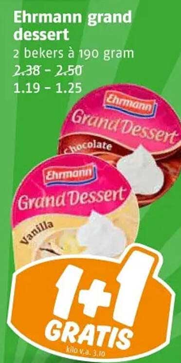 Ehrmann grand dessert 2 bekers à 190 gram