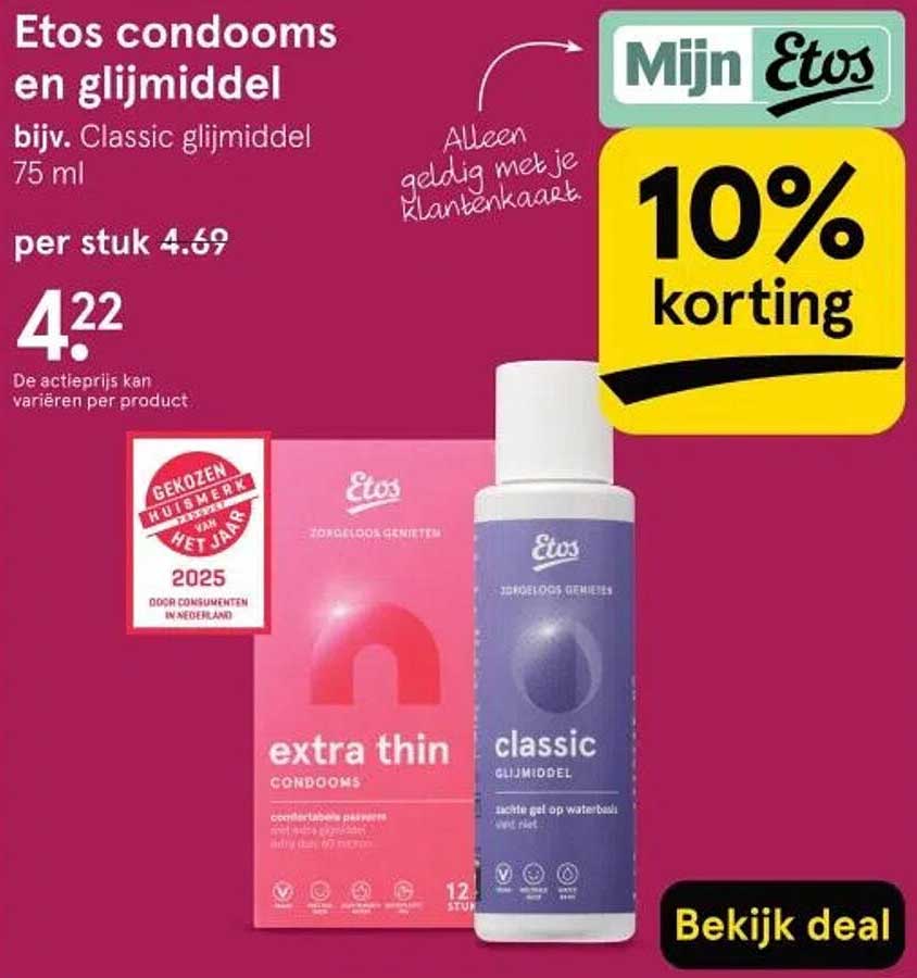 Etos condooms en glijmiddel bijv. Classic glijmiddel 75 ml
