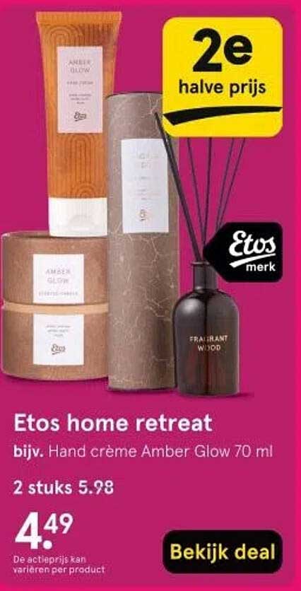 Etos home retreat bijv. Hand crème Amber Glow 70 ml