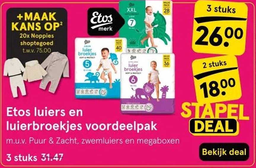 Etos luiers en luierbroekjes voordeelpak