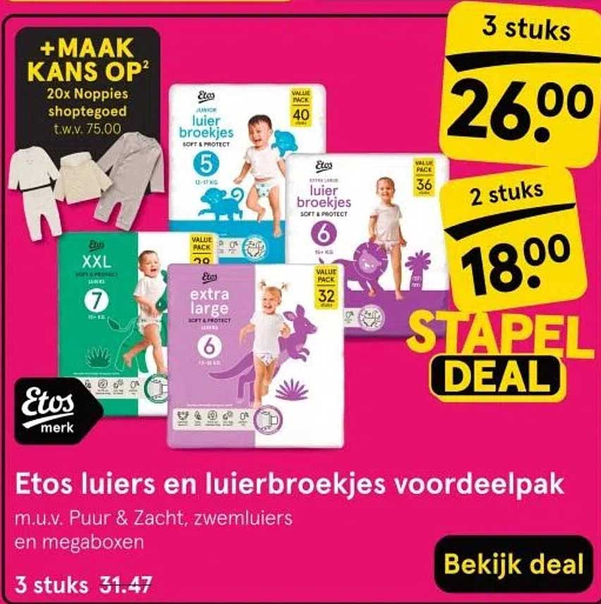 Etos luiers en luierbroekjes voordeelpakket