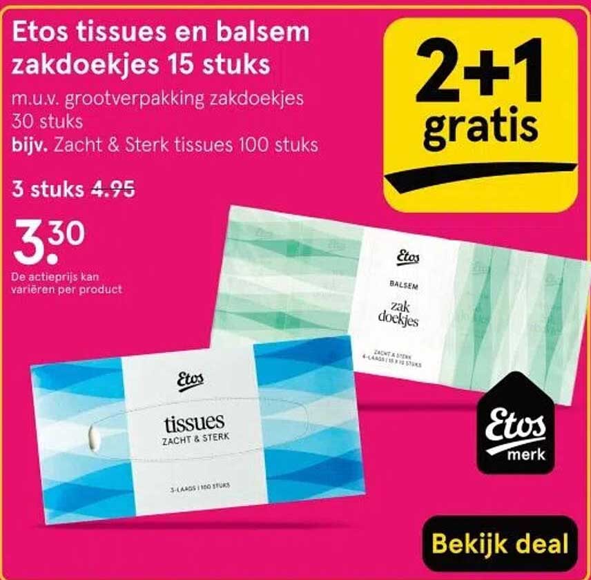 Etos tissues en balsem zakdoekjes 15 stuks