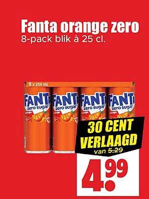 Fanta orange zero 8-pack blik à 25 cl
