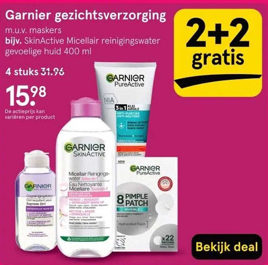 Garnier gezichtsverzorging m.u.v. maskers bijv. SkinActive Micellair reinigingswater gevingelige huid 400 ml