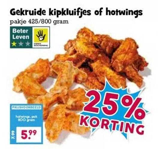 Gekruide kipkluifjes of hotwings pakje 425/800 gram