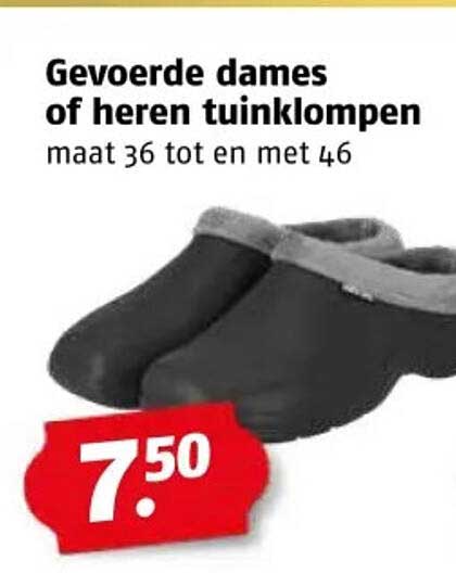 Gevoerde dames of heren tuinklompjes maat 36 tot en met 46