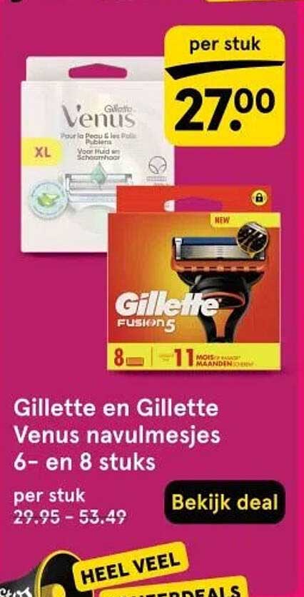Gillette en Gillette Venus navullmesjes 6- en 8 stuks