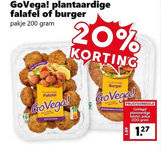GoVeGa! plantaardige falafel of burger - pakje 200 gram