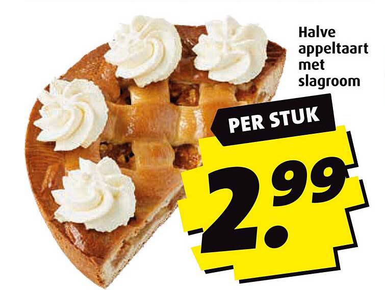 Halve appeltaart met slagroom