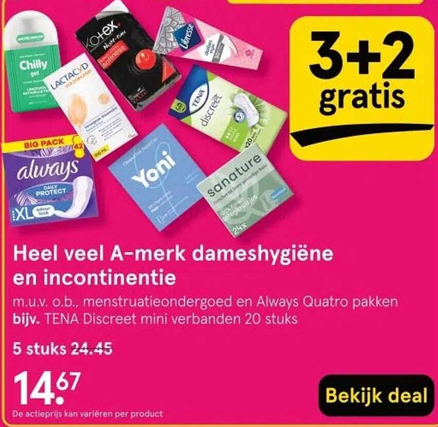 Heel veel A-merk dameshygiëne en incontinentie
