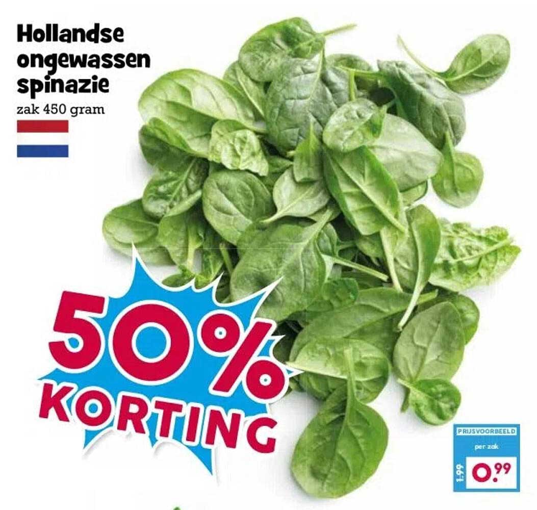 Hollandse ongewassen spinazie zak 450 gram