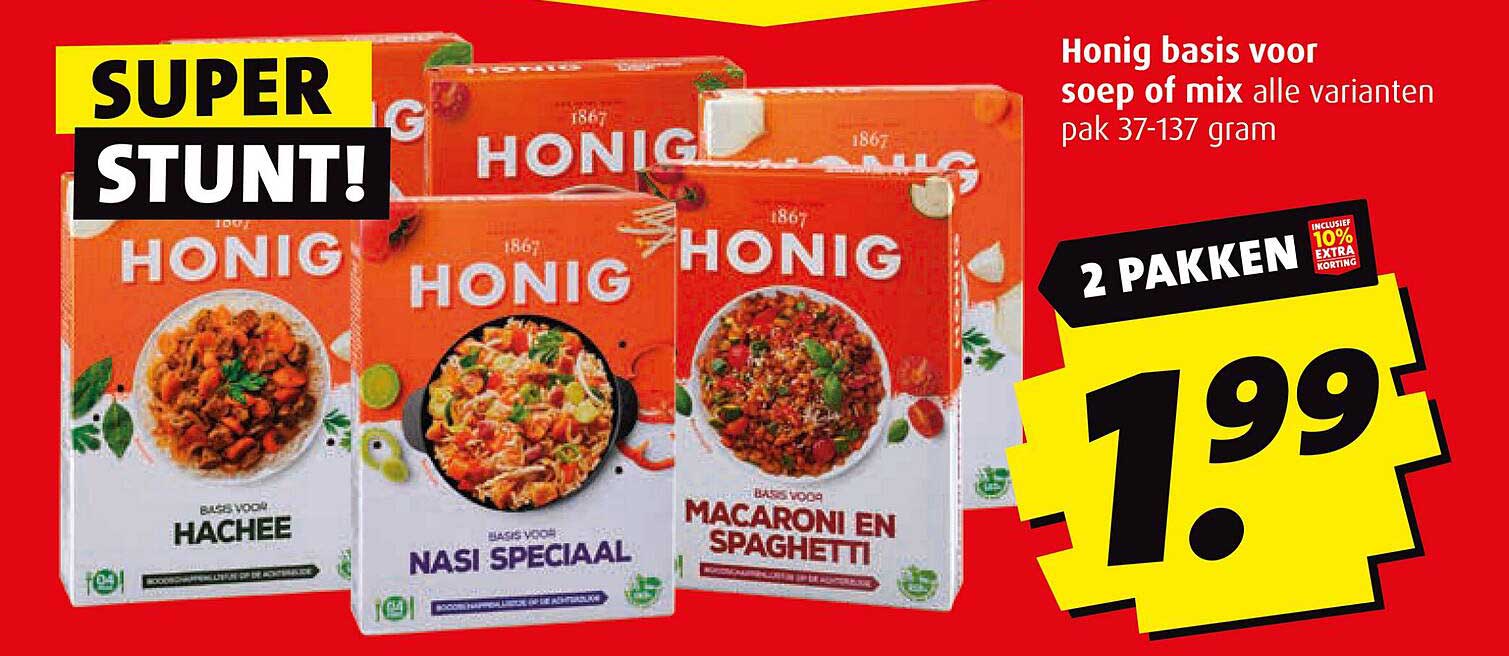Honig basis voor soep of mix alle varianten pak 37-137 gram