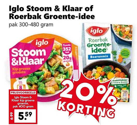 Iglo Stoom & Klaar of Roerbak Groente-idee