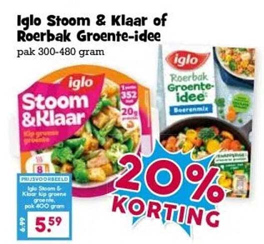 Iglo Stoom & Klaar of Roerbak Groente-idee pak 300-480 gram