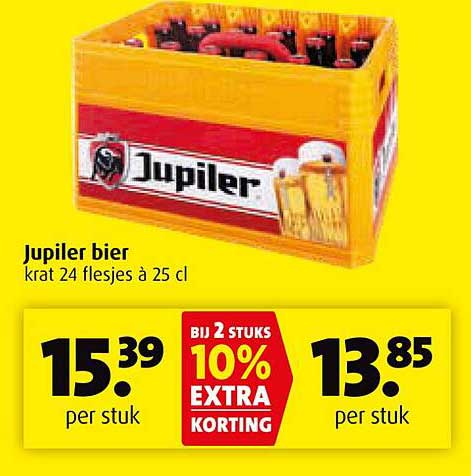 Jupiler bier krat 24 flesjes à 25 cl