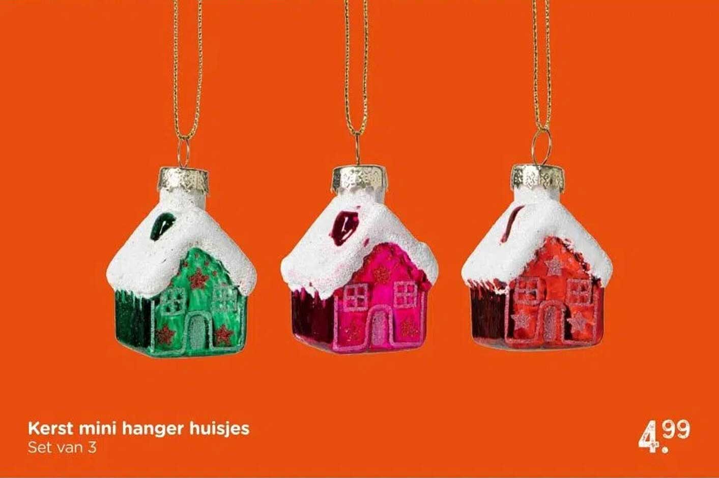 Kerst mini hanger huisjes Set van 3