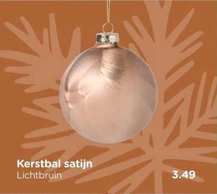 Kerstbal satijn Lichtbruin