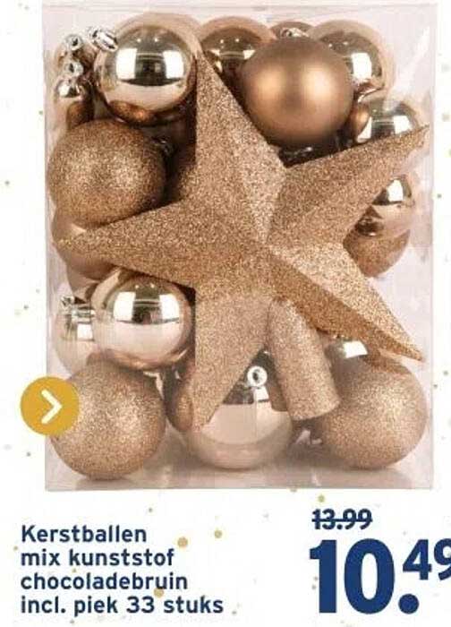 Kerstballen mix kunststof chocoletabruin incl. piek 33 stuks