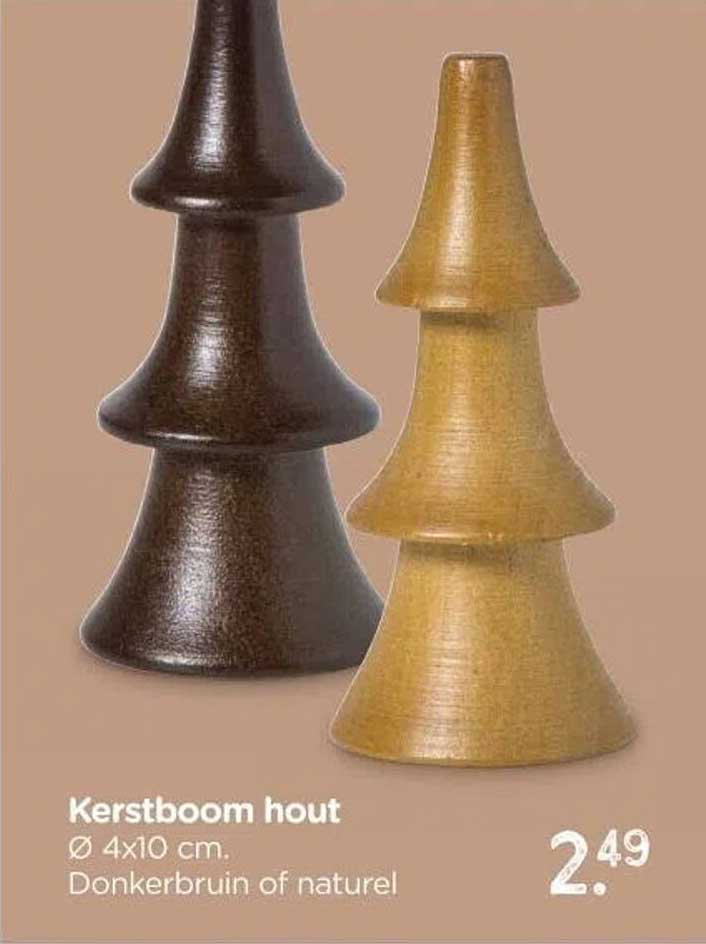 Kerstboom hout Ø 4x10 cm. Donkerbruin of natuur