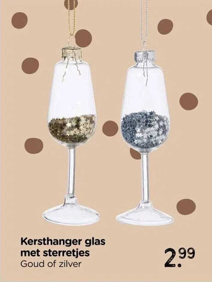 Kersthanger glas met sterretjes