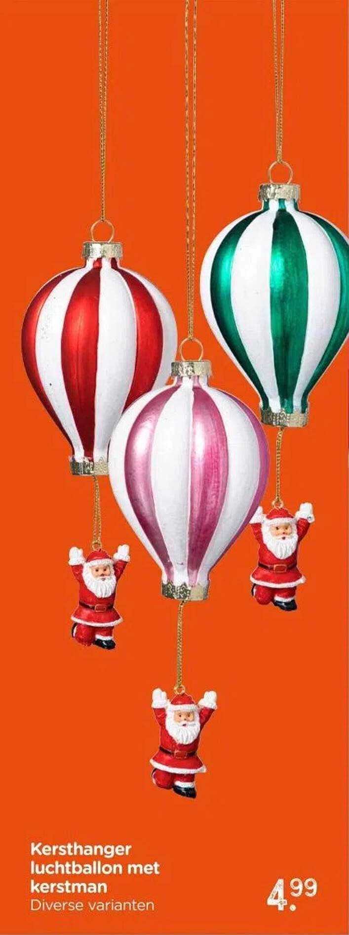 Kersthanger luchtballon met kerstman